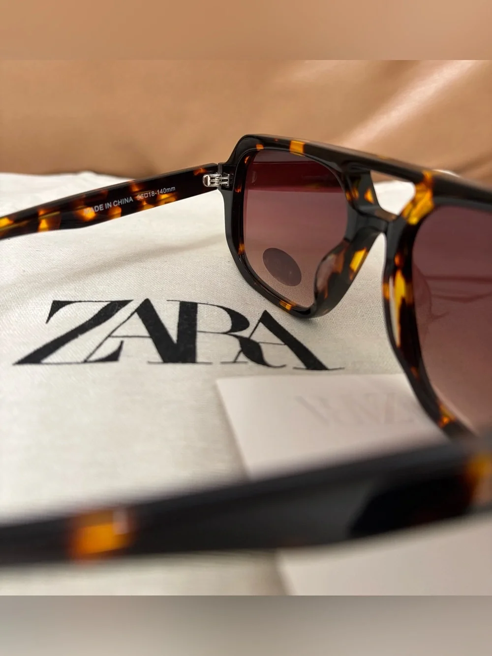 ZARA AVIATOR ACETATE SUNGLASSES BROWN  NWT